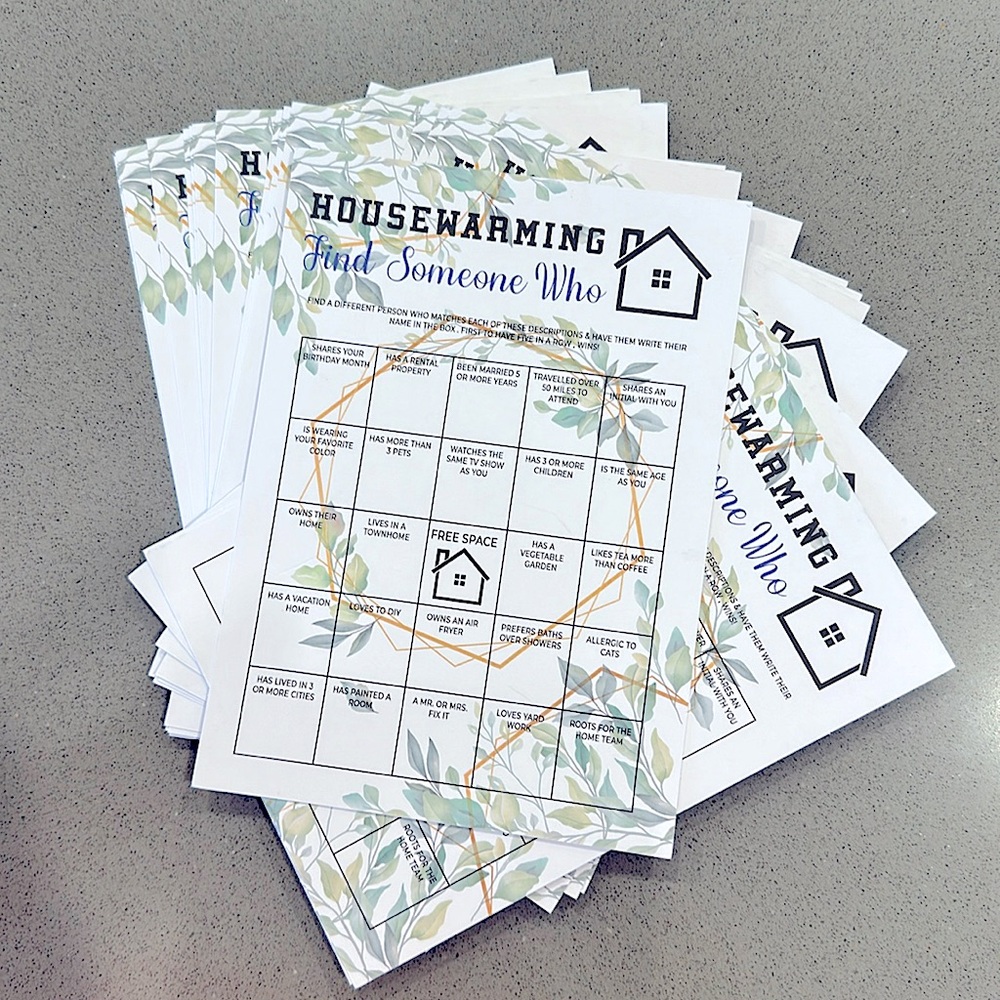 Housewarming FIND SOMEONE WHO Party Game